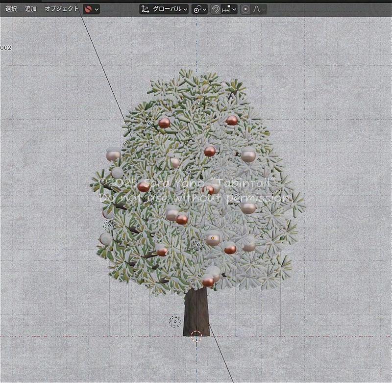クリスマスツリー。 アドオン「Sapling tree gen」でも木を作ってみました。