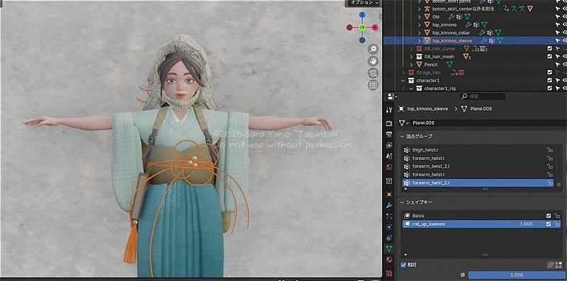 腕まくりシェイプキーの図説